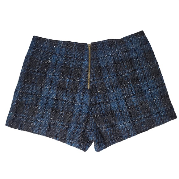 Bethany Mota Blue Plaid Sparkle Tweed Shorts - Picture 2 of 4